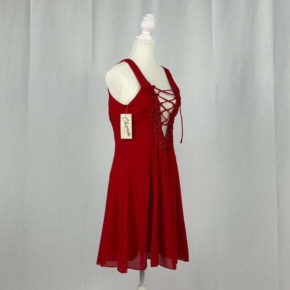 Vintage Red Mini Dress Sleeveless Party Birthday Short Never Worn Charm Size 12 - Picture 3 of 6